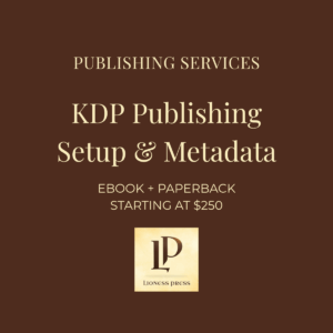 KDP Publishing Setup and Metadata service from Lioness Press starting at $250